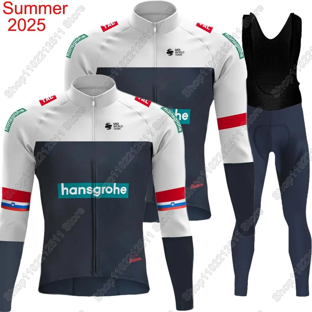 

Комплект велосипедного трикотажа Boraful Hansgrohe Team 2025 года, костюм для одежды Словании, мужские брюки с длинными рукавами для горного велосипеда, шоссейные брюки, нагрудник Ropa Ciclismo