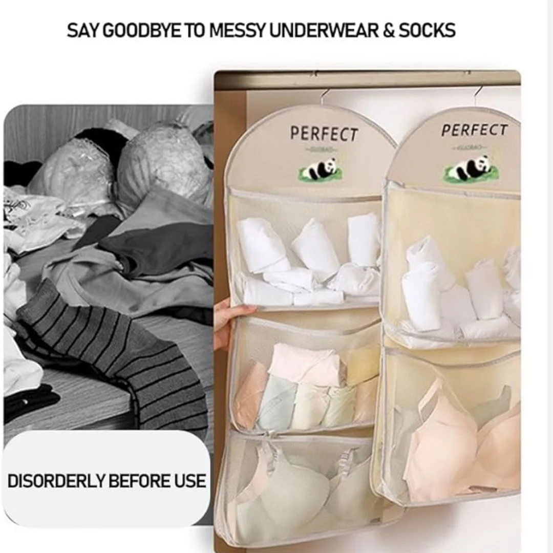 1 Pcs Underwear and Socks Storage Bag,  30 Inch x 12.6 Inch 3 Layers Polyester Storage Bags for Home and Travel (Large)