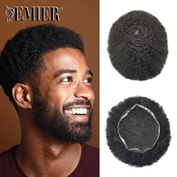 Black Afro Kinky Curly New Full Lace Wig For Men Breathable Male Hair Prothesis Men Toupee Hair Replacement System Units
