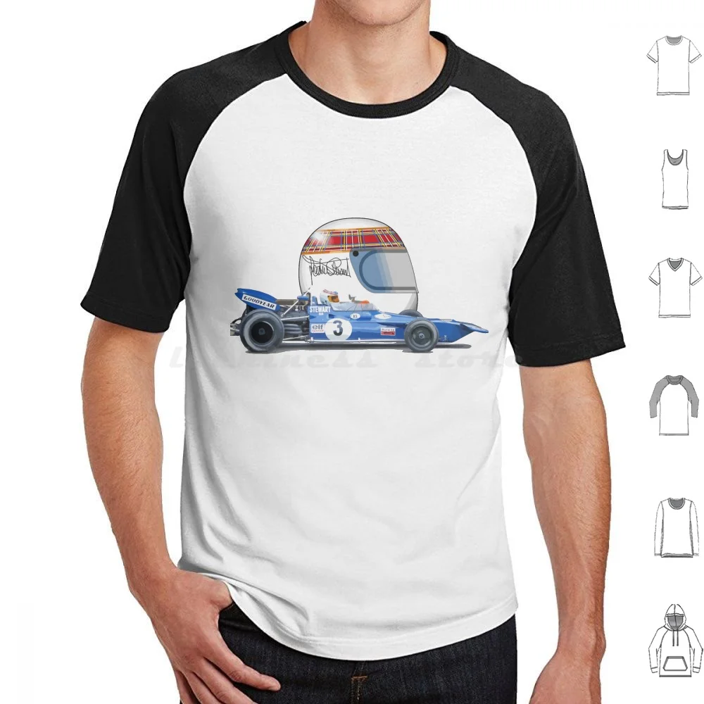 Jackie Stewart Tyrrell 001 '1970–71 Racer T Shirt Big Size 100% Cotton Drivers Racing Elf Scotland Race Racing Drivers Retro