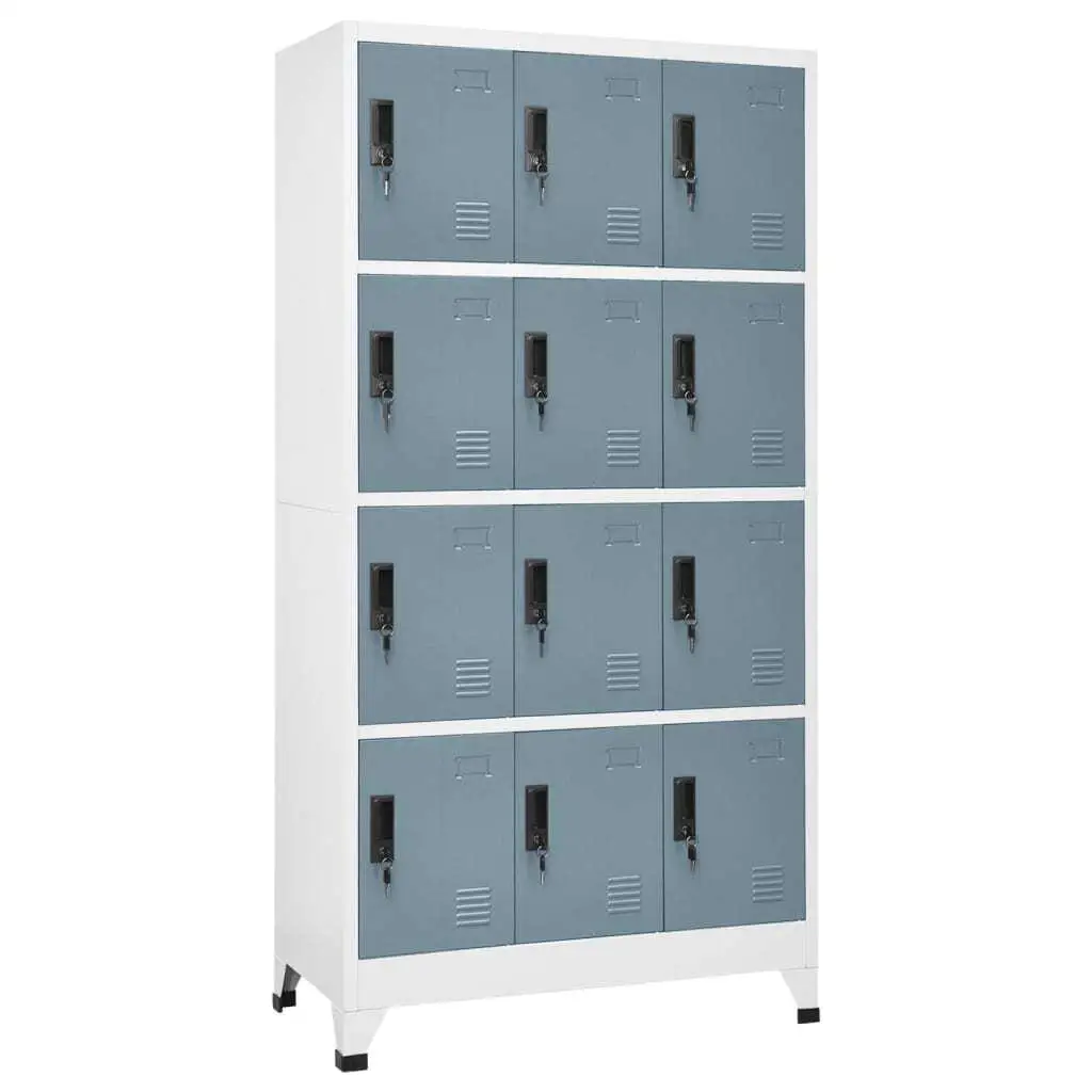 Light Gray & Dark Gray Locker Cabinet - Steel Storage Solution 35.4x17.7x70.9 inches