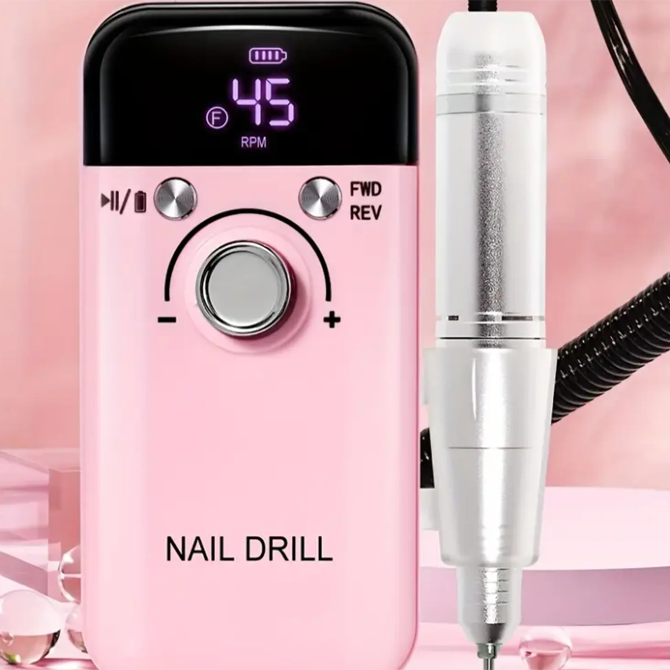 Ensemble de perceuse à ongles électrique, perceuse à ongles Rechargeable Portable, 45000 tr/min, adaptée aux ongles en cristal, ongles en Gel, polissage de manucure