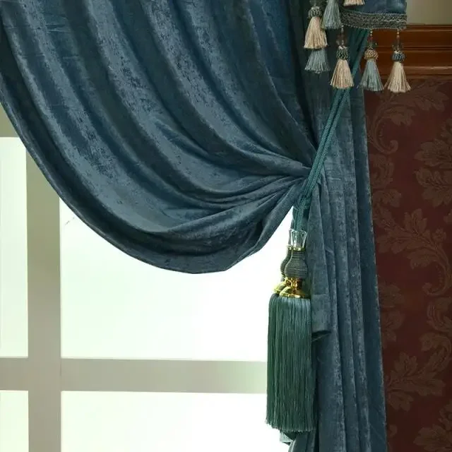 

Custom High-grade European Curtains for Living Room Bedroom Blackout Thickened Double-sided Solid Color Chenille Mantle Valance