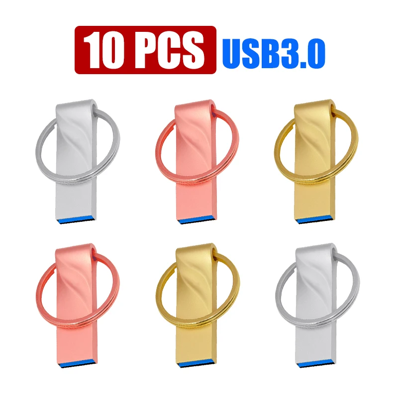 

10pcs High Speed Memoria Flash Drive 3.0 Pendrive 128GB 64GB Waterproof Pen Drive 16GB 8GB Flash Usb 3.0 Metal Stick Custom Logo