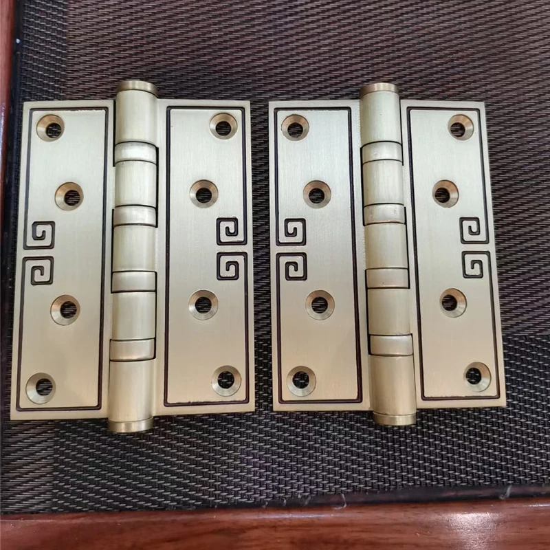 2Pcs 4 Inch Copper Hinges Cabinet Cupboard Door Hinge Vintage Brass Chinese Home Hardware Accessories