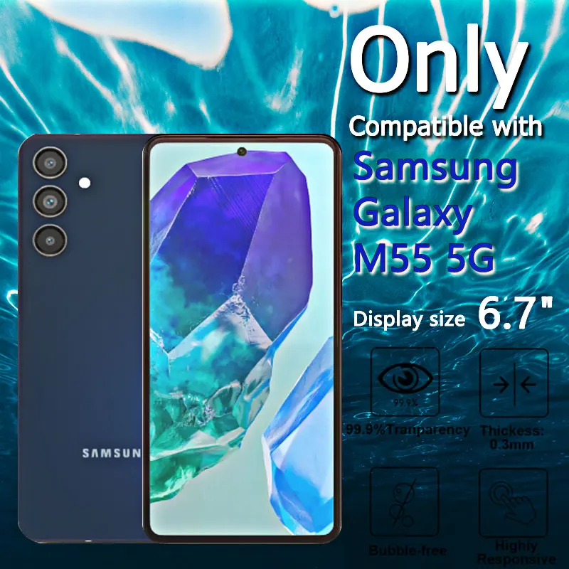 1-4PCS Screen Protector For Galaxy M55 5G Samsung Tempered Glass Crystal 9H High Aluminum Anti Scratch Case Friendly Fingerprint