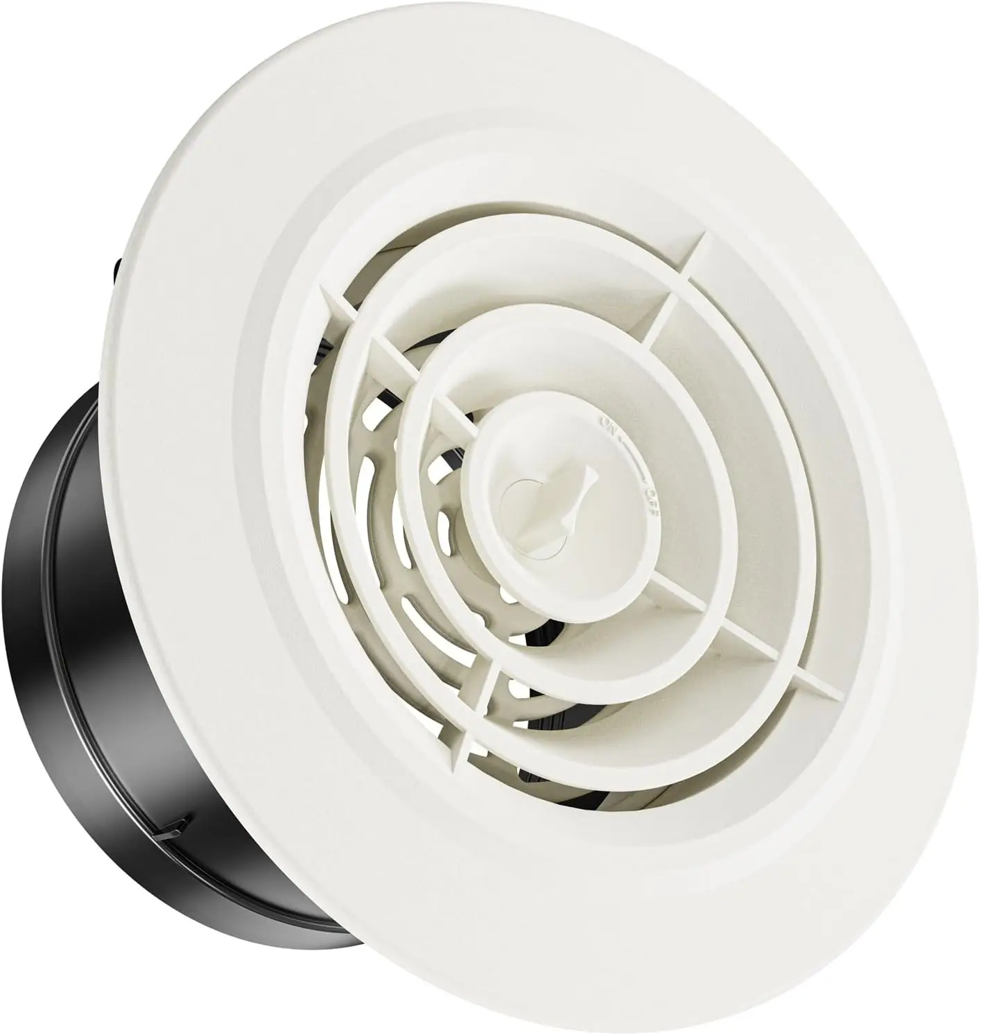 

4 Inch Round Air Vent, Adjustable ABS Louver Grille, White, for Bathroom Office Kitchen - 3.74" Opening