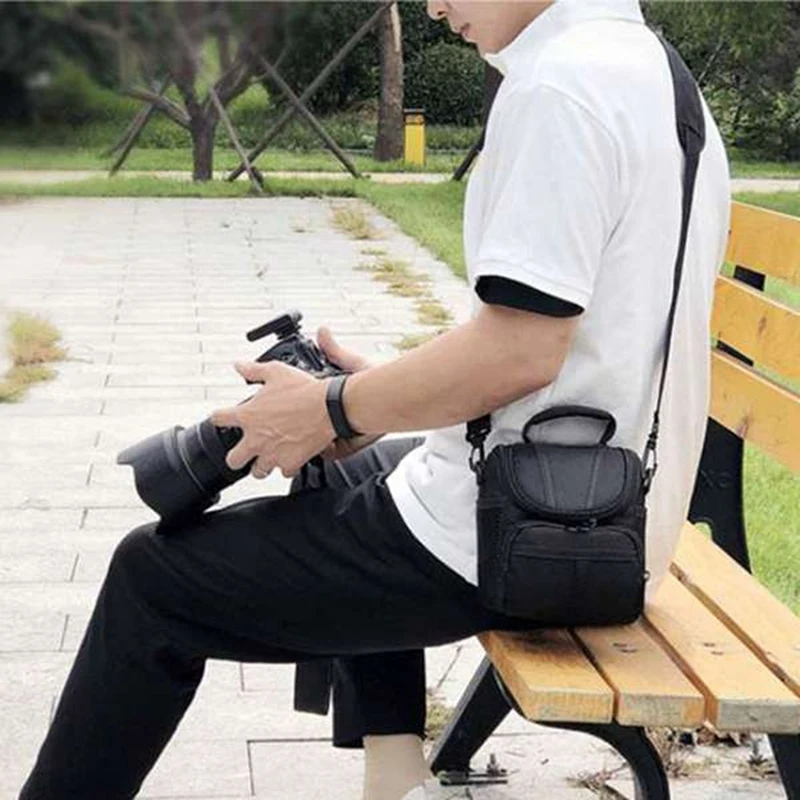 Bolsa para câmera slr, bolsa leve para fotografia, alça de ombro ajustável, bolsa para câmera, bolso com zíper para nikon d40
