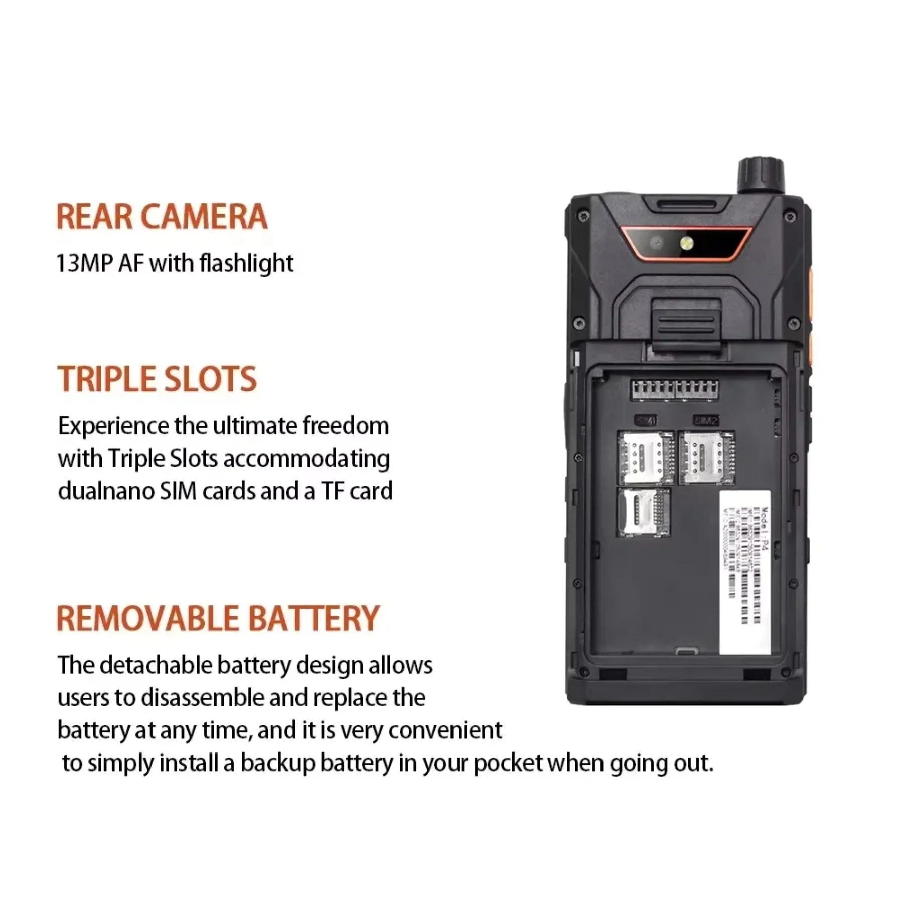 UNIWA P4 IP68 4G Smartphones Android 9 DMR Analog Walkies Talkies UHF/VHF 4GB+64GB 3000mAh Phone NFC Suitable for Environments