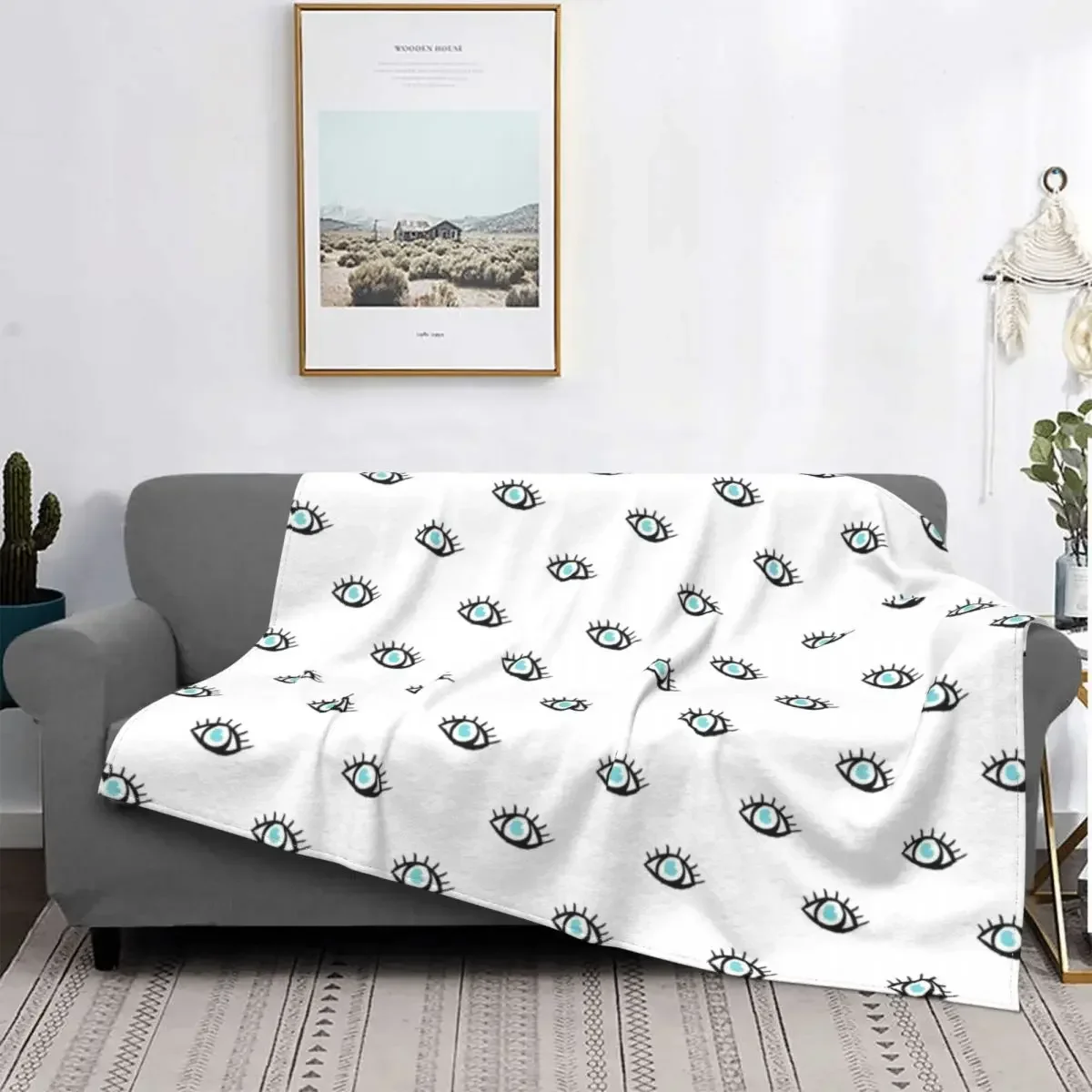 Boho Evil Eye Amulet FlannelWarm Soft Lightweight Charm Bedroom Sofa Chair Kids Adults Gift Throw Blanket