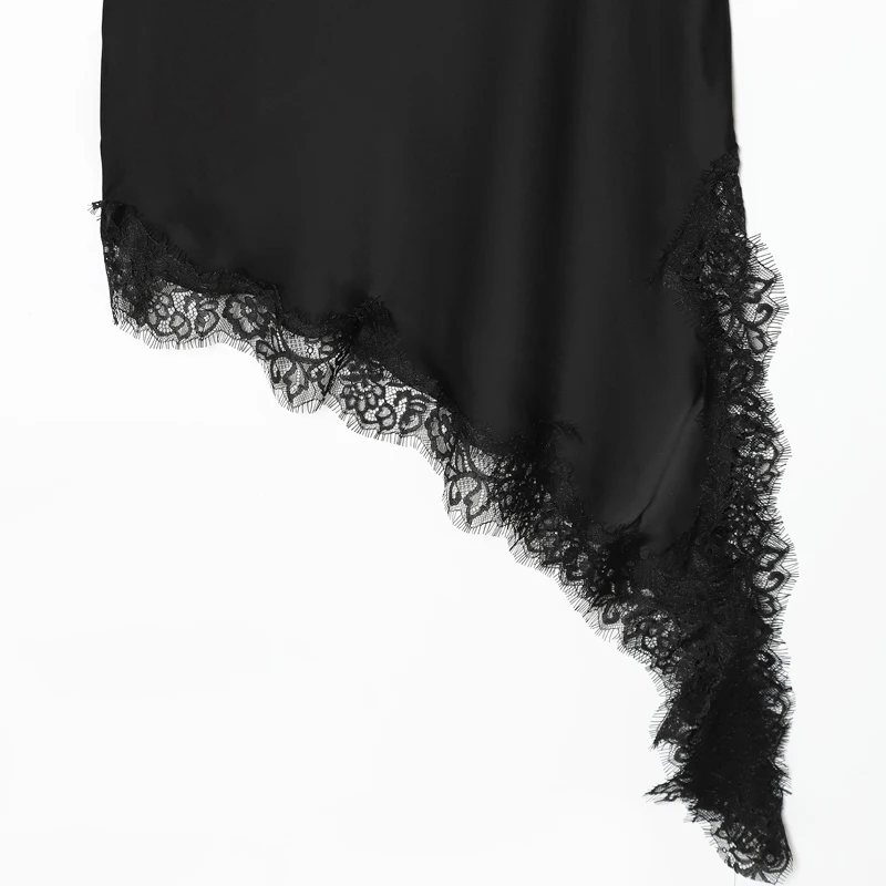 HXAO 2025 Vrouwen Kant Asymmetrische Jurk Sexy Mini Satijn Batwing Mouw Jurk Luxe vrouwen Elegante Feestjurk Hol vestido