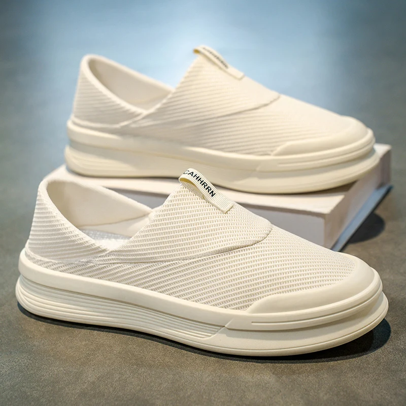 

Beijing Men's Canvas Shoes Summer Thin Mesh Slip-On Soft Bottom Lightweight Office Casual Board Shoes Breathable round Toe