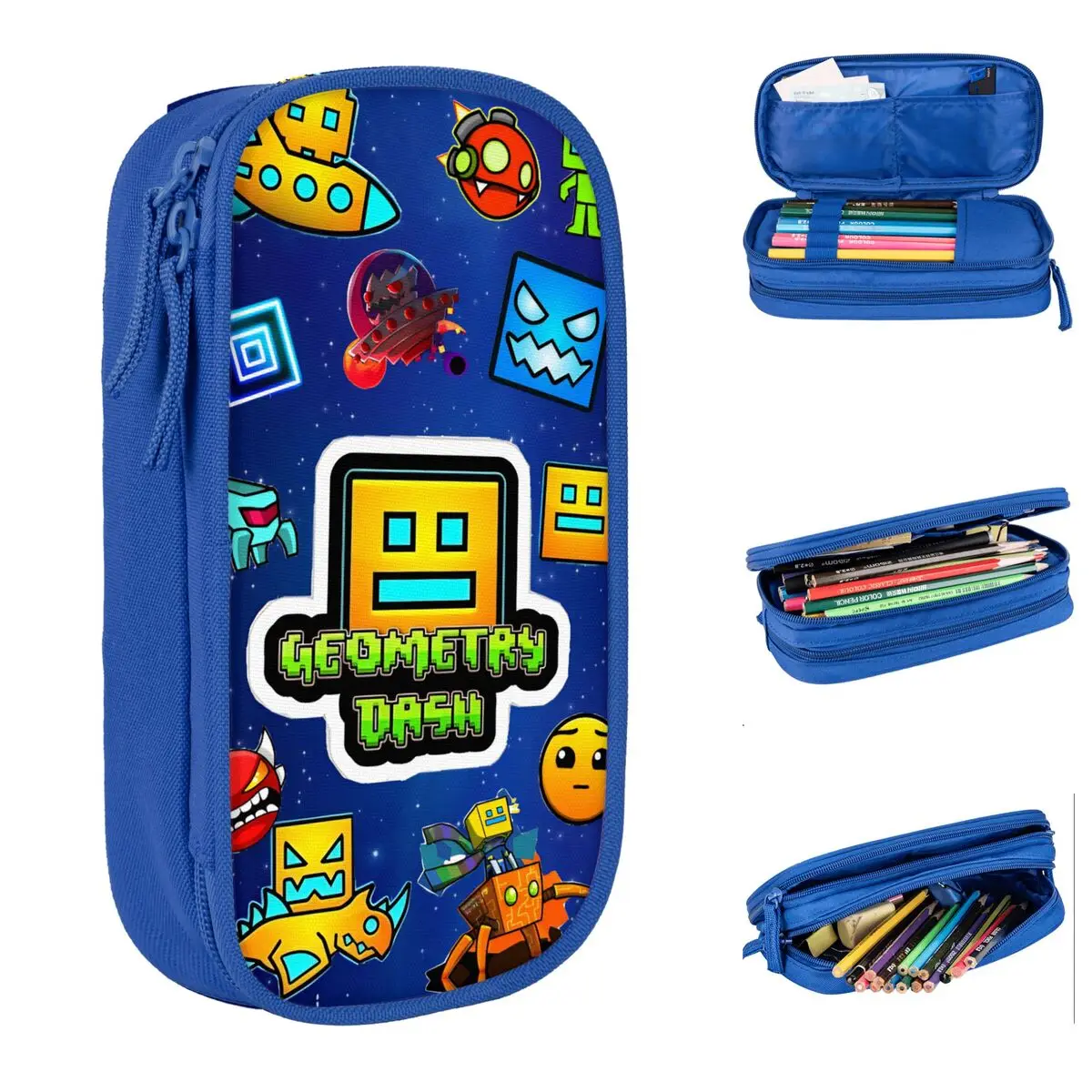 Geometry Dash Gaming Pencil Cases Creative Pen Holder Bag Student Big Capacity School Supplies Gift Pencil Box