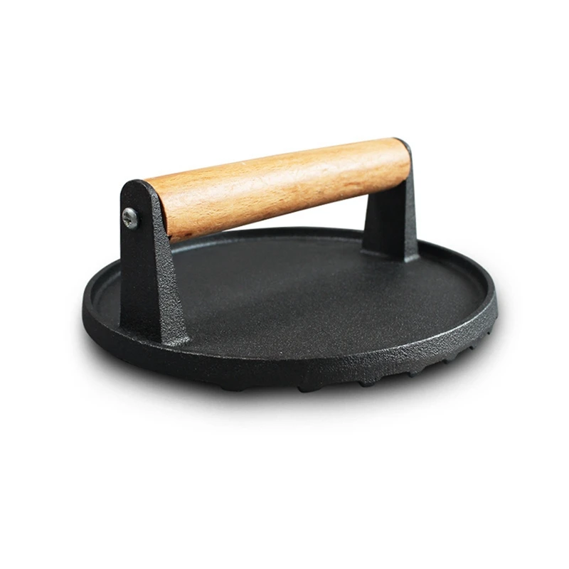 

Smash Burger Press - Heavy Duty Hamburger Press W/Heat Resistant Handle - Cast Iron Grill Press, Bacon Press