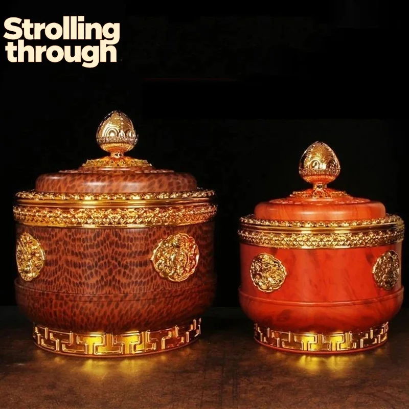 

Тибетская коричневая банка-тоба для еды, органайзер, тантрическое металлическое изделие ручной работы, буддийский благоприятный подарок, декор для дома и рабочего стола