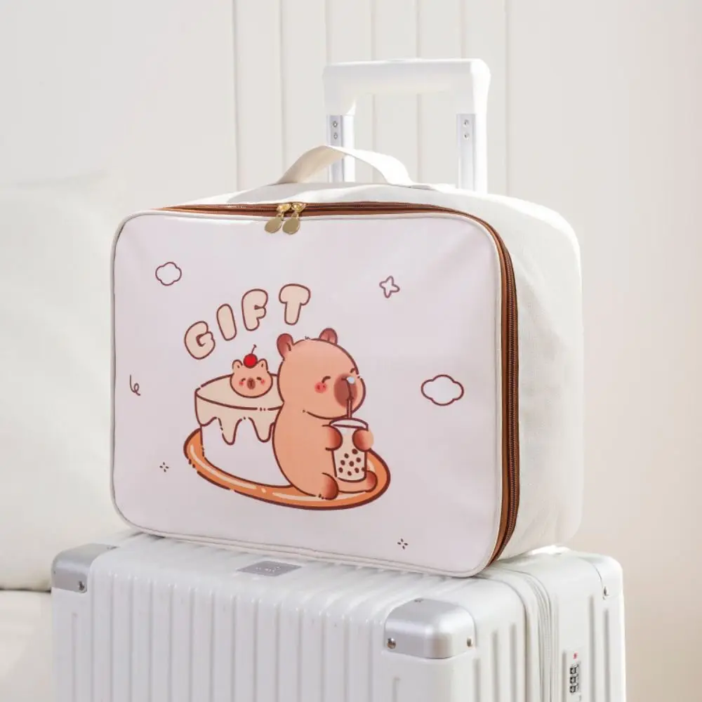 Creative Cartoon Capybara Handbag Kawaii Zipper Capybara Luggage Bag Large Capacity Waterproof Toiletries Organizer