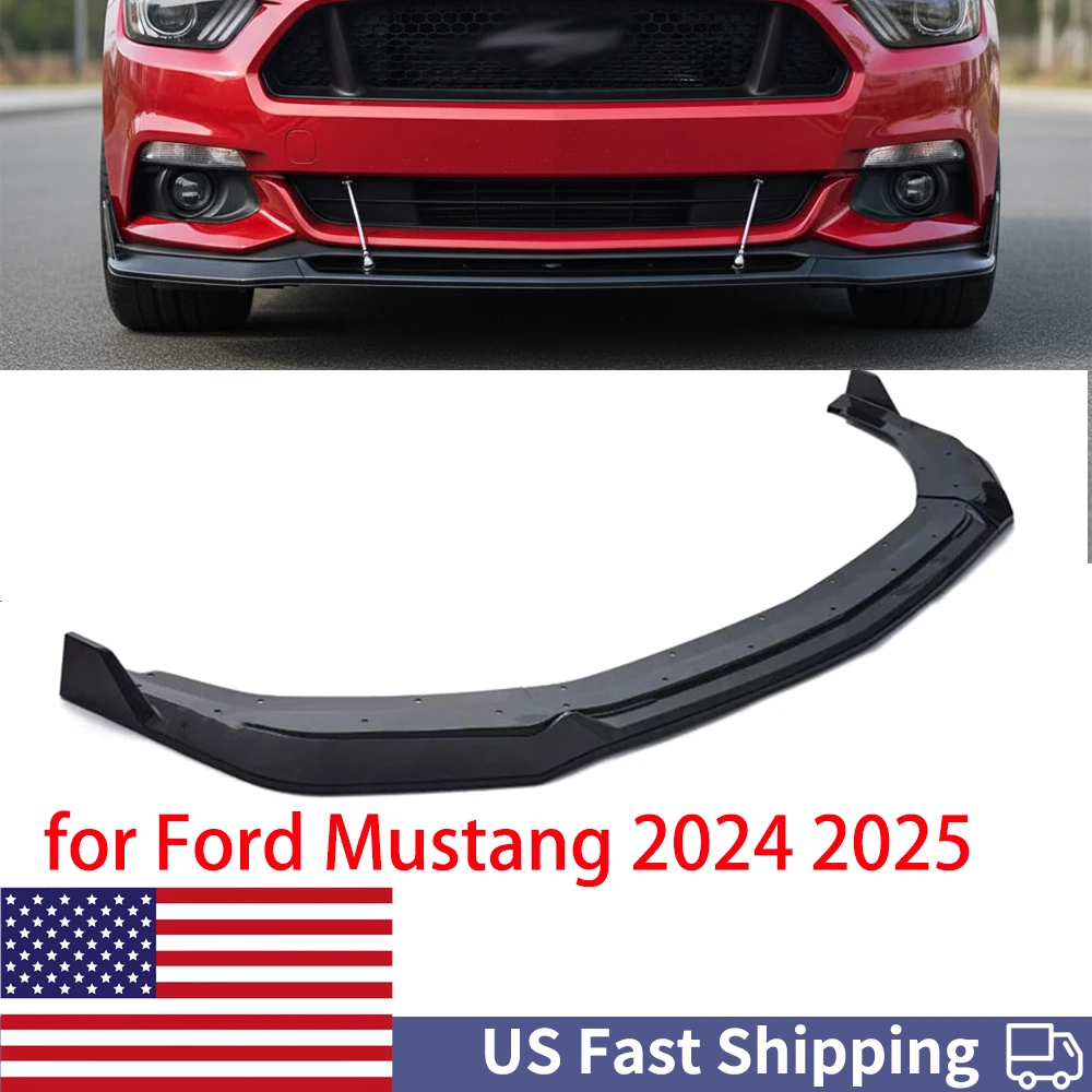 

for Ford Mustang 2024 2025 Front Bumper Lip PP Splitter Handling Front Lip Car Accessories Bumpers Protector Durable Gloss Black