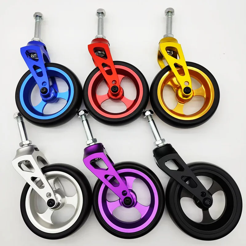 A pair of front forks for sports wheelchairs includes 4inch PU wheels, high-speed silent aluminum alloy front forks, one for each side