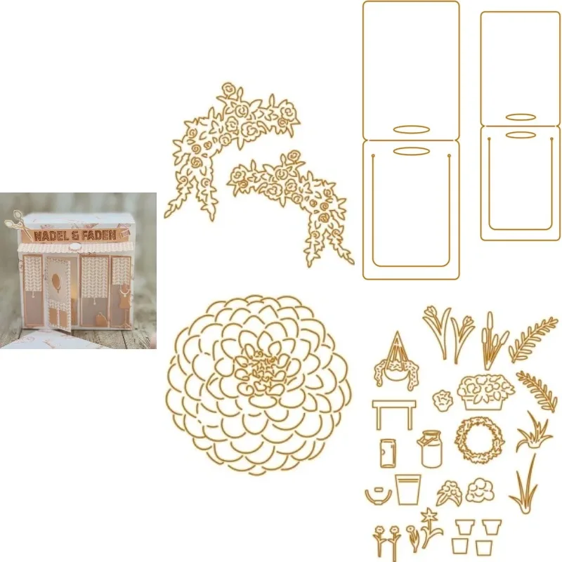 Hanging Flower Basket Table Grass and Flowers Metal Cutting Frame Dies 2026 New Templates DIY Scrap Booking Paper Making Craft