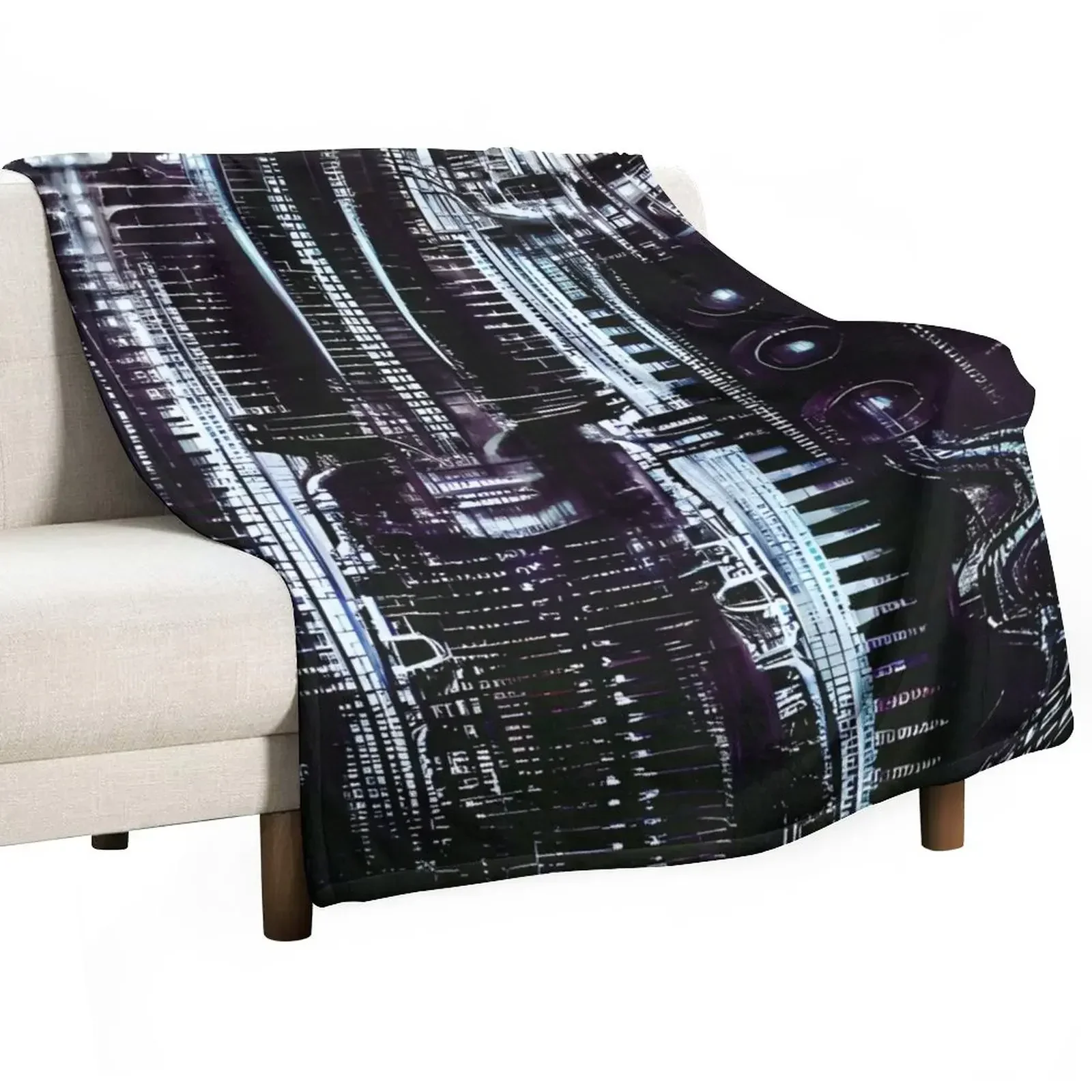 

HR Giger Steampunk Pattern Throw Blanket Vintage Flannel Blankets For Bed Comforter Blankets