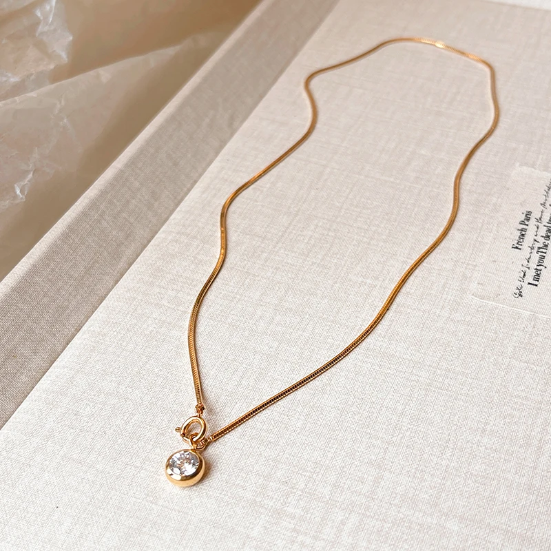 بسيطة الذهب اللون سلسلة التعميم الزركون قلادة قلادة الأزياء والمجوهرات للنساء مثير الترقوة سلسلة العصرية الملحقات #5