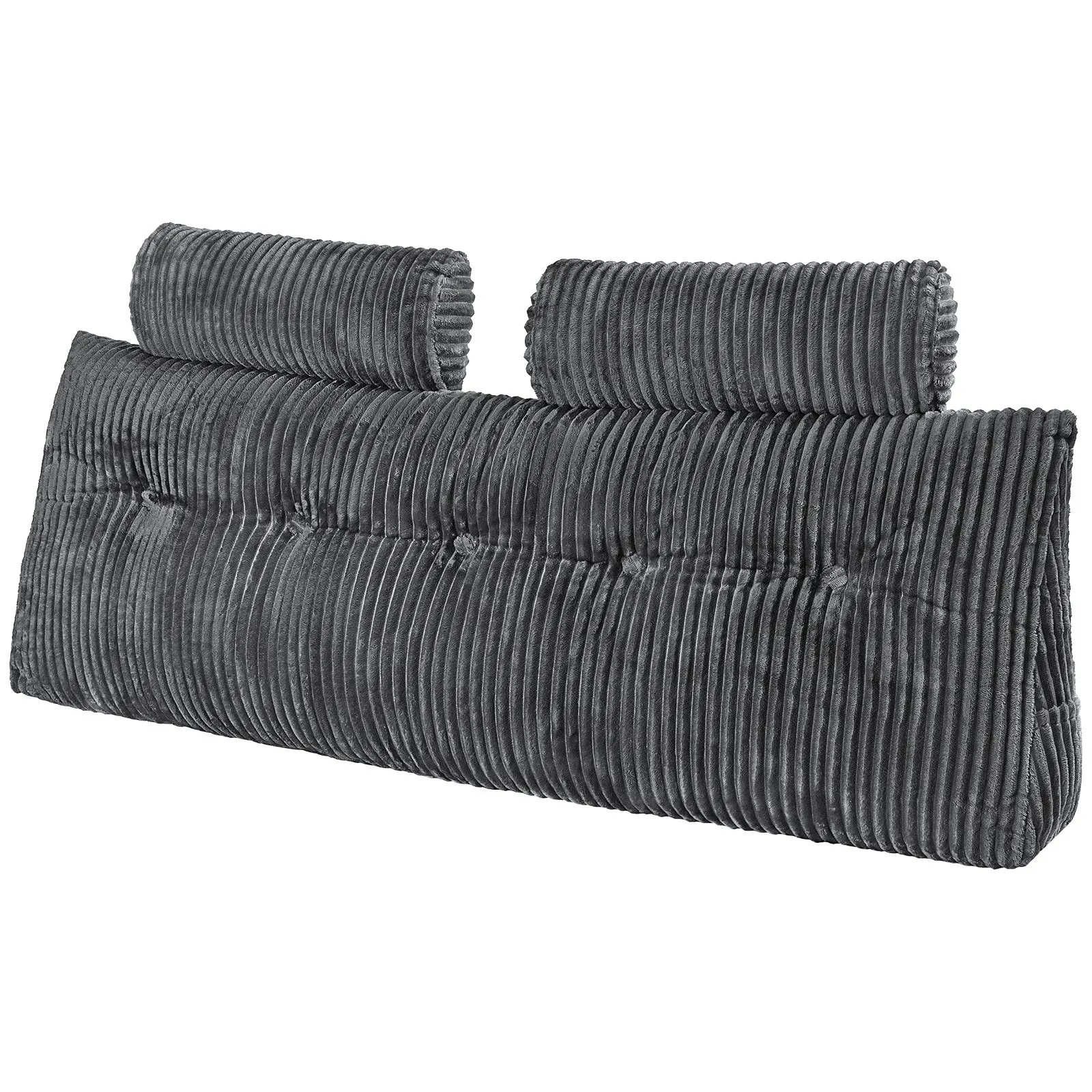 

Headboard Pillow, Queen Size Wedge Headboard Pillow With 2 Side Pockets And 2 Headrests, Bed Wedge Pillow With Washable Flannel