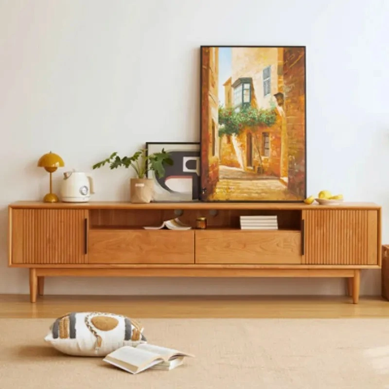 

Nordic cherry wood solid wood TV cabinet Modern simple black walnut multi-functional audio-visual cabinet