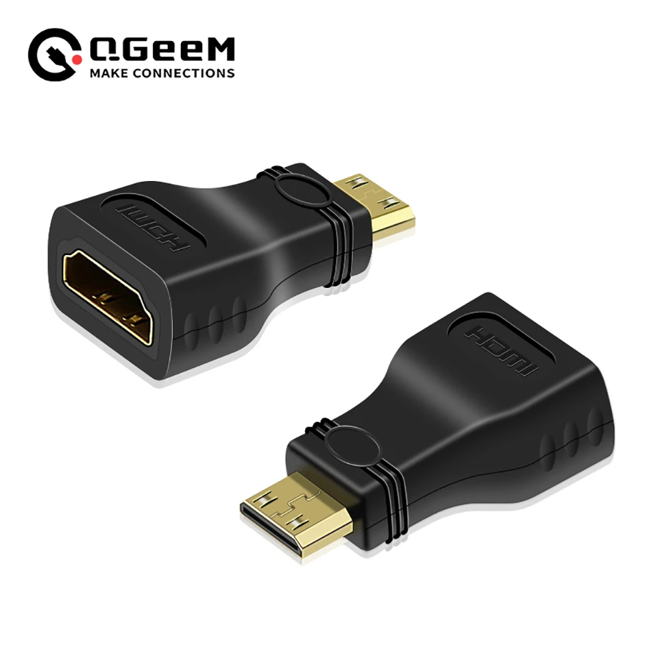 QGeeM MINI HDMI MALE TO HDMI A FEMALE ADAPTER konwerter HDMI to MINI HDMI Adatper 1080P 2K 4K FOR MINI PC HDTV HD CAMERA 5504