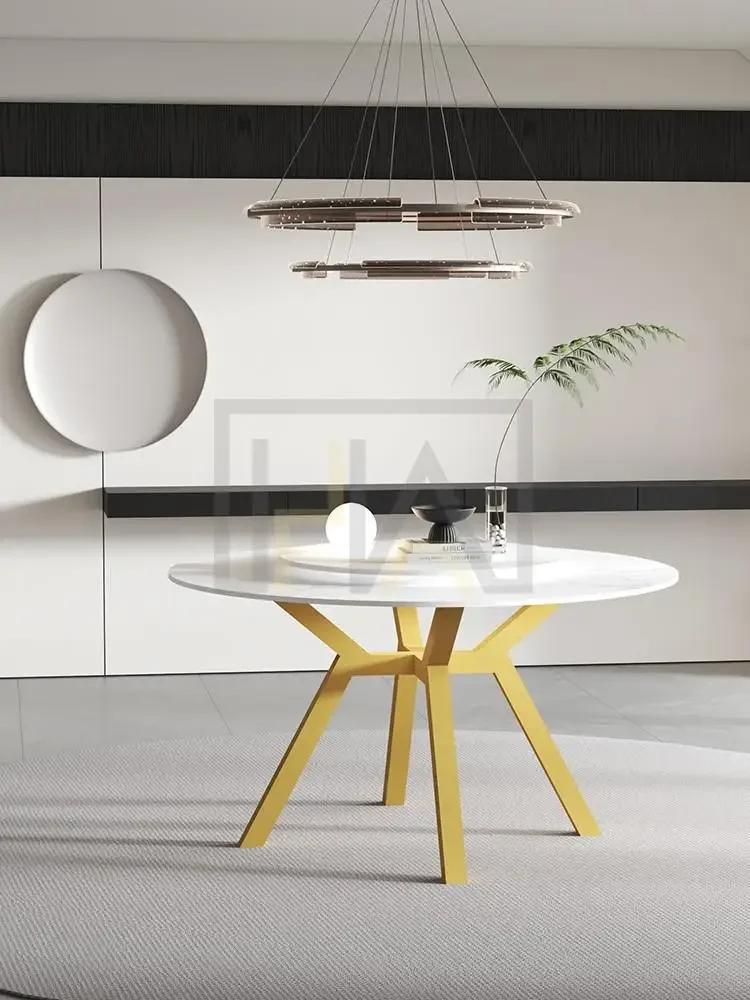 Light luxury marble round table leg bracket rock slab metal round support frame negotiation table foot dining table frame base