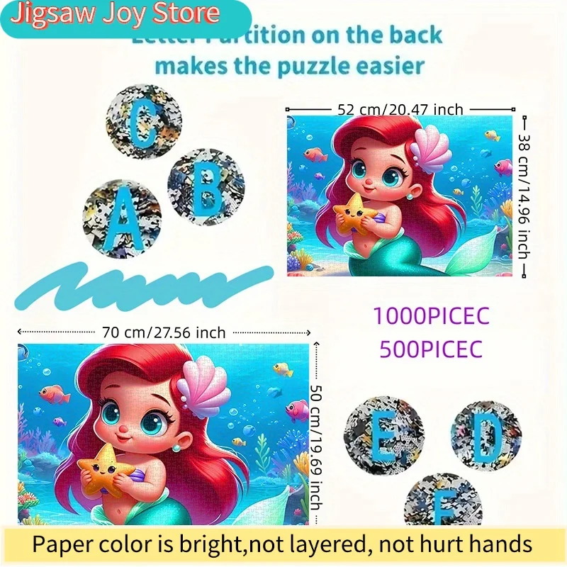 لغز ورقي رائج البيع بتصميم حورية البحر اللطيفة للعب تحت الماء، مصنوع من ورق أبيض سميك ومتين، مع علبة تغليف أنيقة، شكل مستطيل