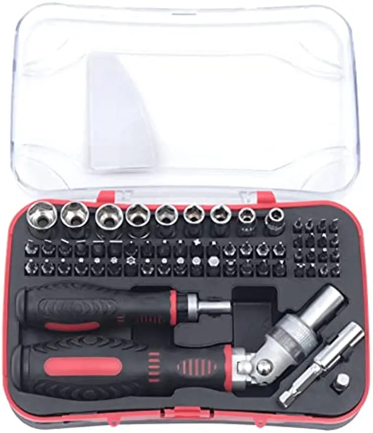 61 Stuks Ratel Schroevendraaier Moersleutels Set Reparing Gereedschap Nieuw