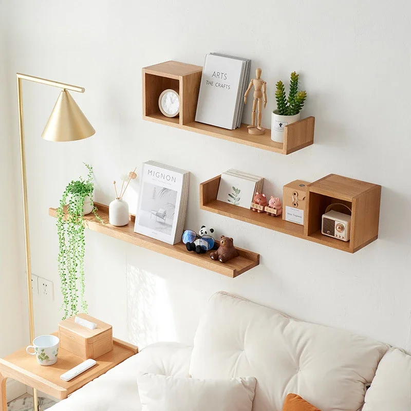 

Modern Minimalist CD Rack Solid Wood Wall Mounted Book Storage Creative Grid Cup Holder Rack Versatile Scene Home Decoration