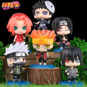 Hot 6 Pcs / set Naruto Shippuden Tokoh Anime Hinata Sasuke Itachi Kakashi Obito Aksi Angka Q Versi PVCToys Boneka Anak Hadiah 8 angka obito penjualan terbaik - №