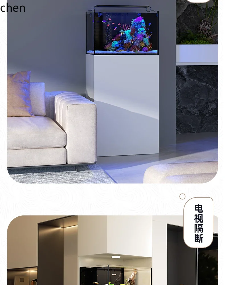 new fish tank bottom filter filter system complete set of integrated small cabinet  glass ultra-white stream sleeve tank