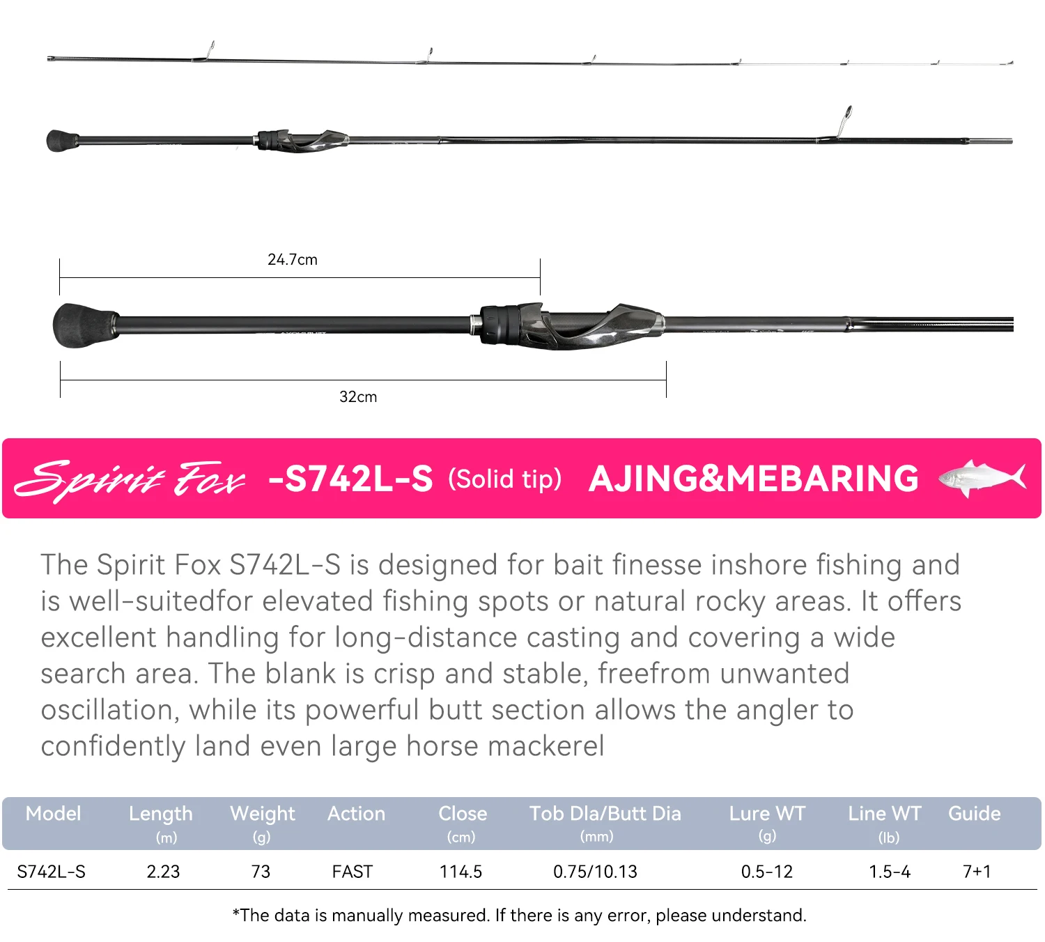 TSURINOYA Angelrute Spirit Fox S6102L-S S742L S762L FAST Rockfish Rute Gewicht 69g Hochempfindlich 2 Sek. Ultraleichte Spinnrute – Detail 26