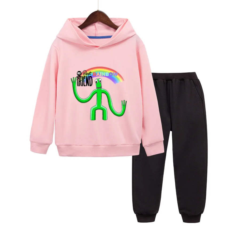 Autumn Spring Hoodies Trousers 2Pcs Rainbow Friends Boy Girl clothing Cotton Leisure Sweatshirt Pants Suit 2-10Years