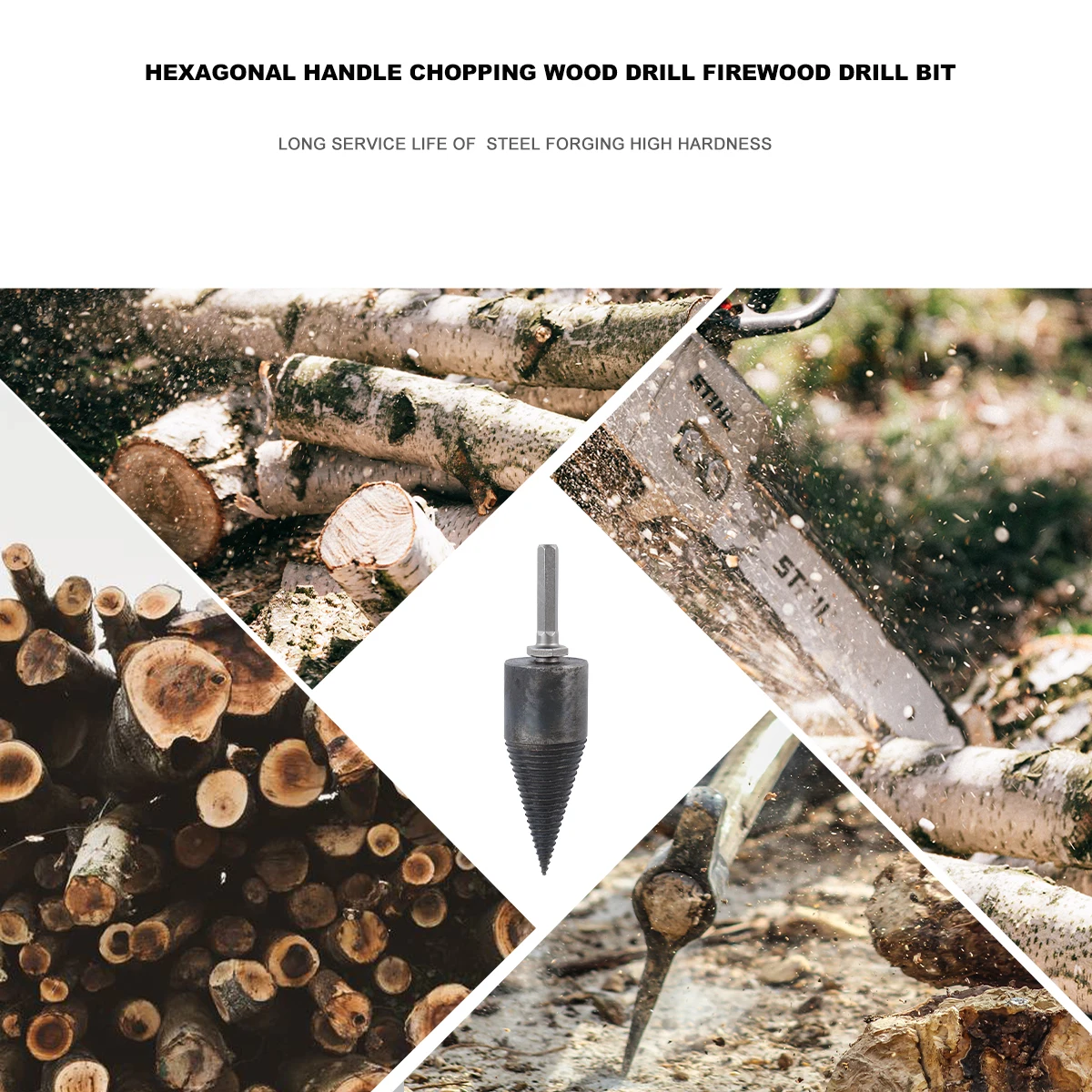 

Carbon Steel Wood Splitting Drill Bit 42Mm Hexagonal Handle High Hardness Toughness Anti-Fatigue Easy Install Electric