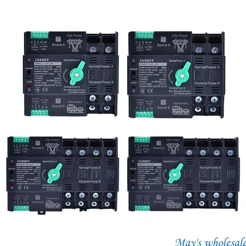 

125A Автоматические двойные переключатели мощности, плавное резервное переключение, сильный 2P/автоматический выключатель для