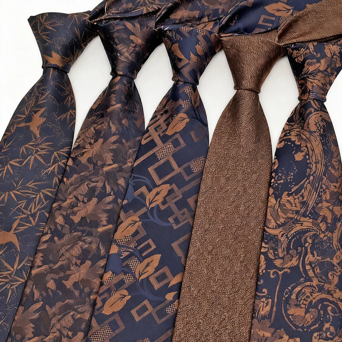 Moda 8cm flor marrom gravatas magros para homens poliéster jacquard formal paisley gravata camisa acessórios cravat gravata