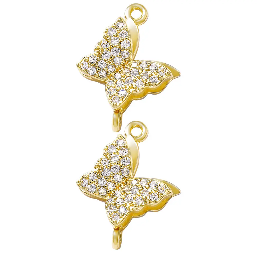 

2Pcs Bright Crystal Butterfly Metal Charms for DIY Jewelry Making Semi-Finished Pendants Fashionable Decorative Accessories