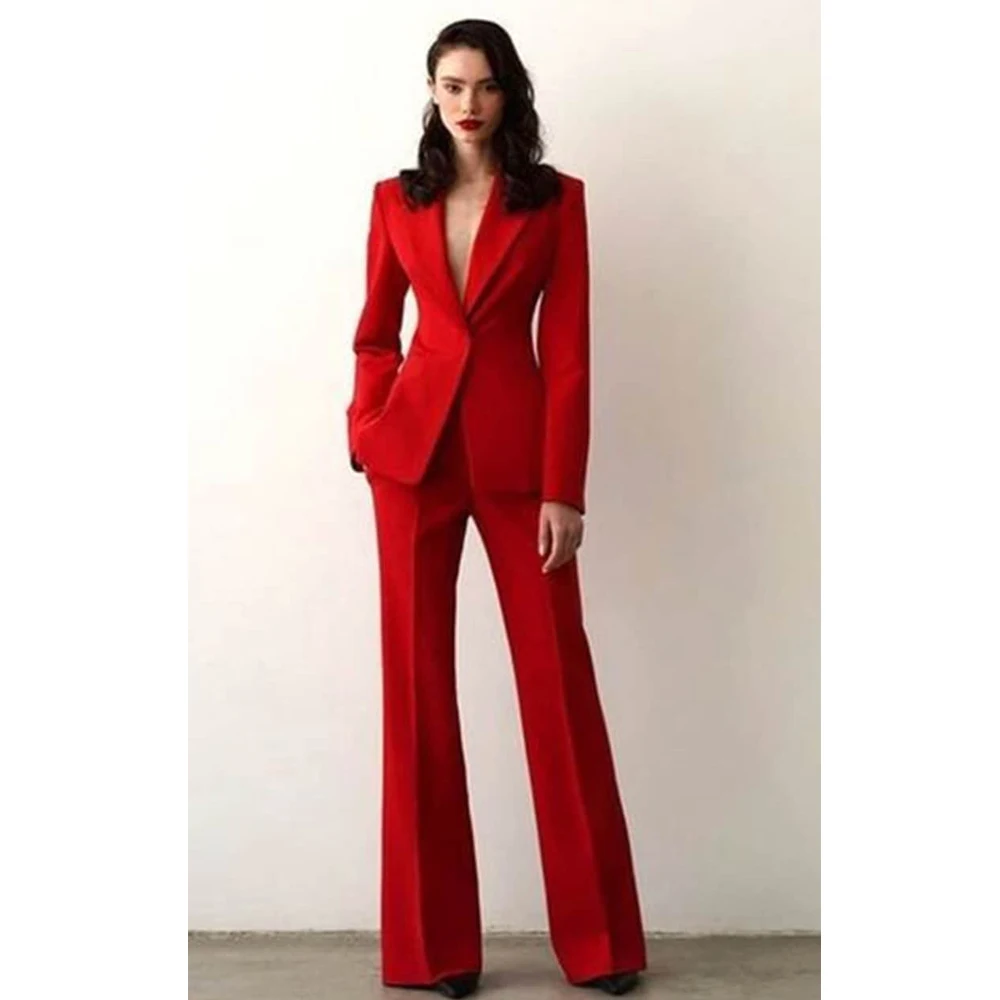 Serge Two-piece Suit Single-breasted Solid Color Business Casual New in Matching Groups of Pant Sets Luxury Blazers Women\'s Set