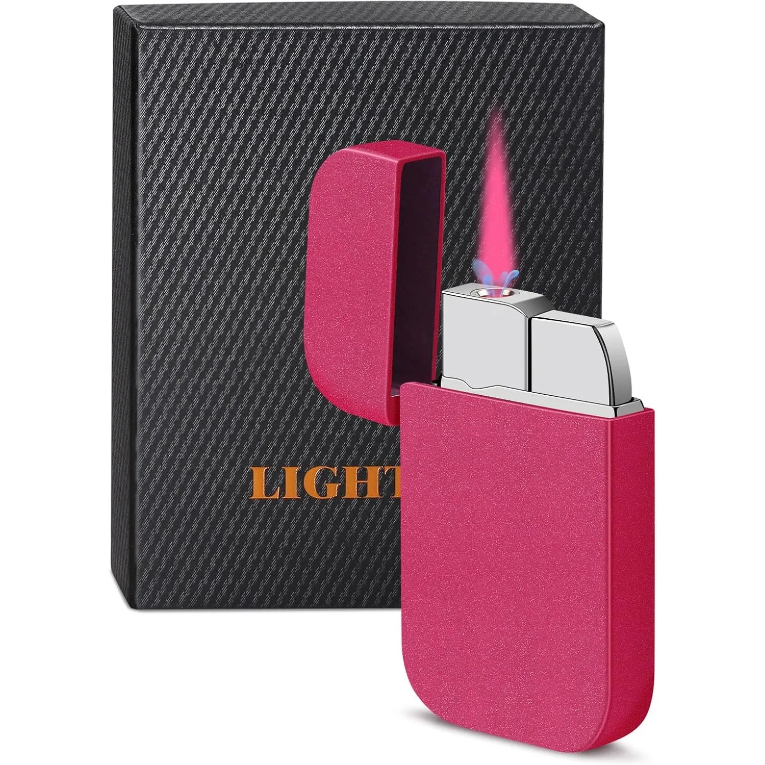 

Gift Box Packaging Pink Flame Torch Lighter,Cute Glitter Pink Windproof Lighter,Refillable Butane Gas Lighter, Without Butane
