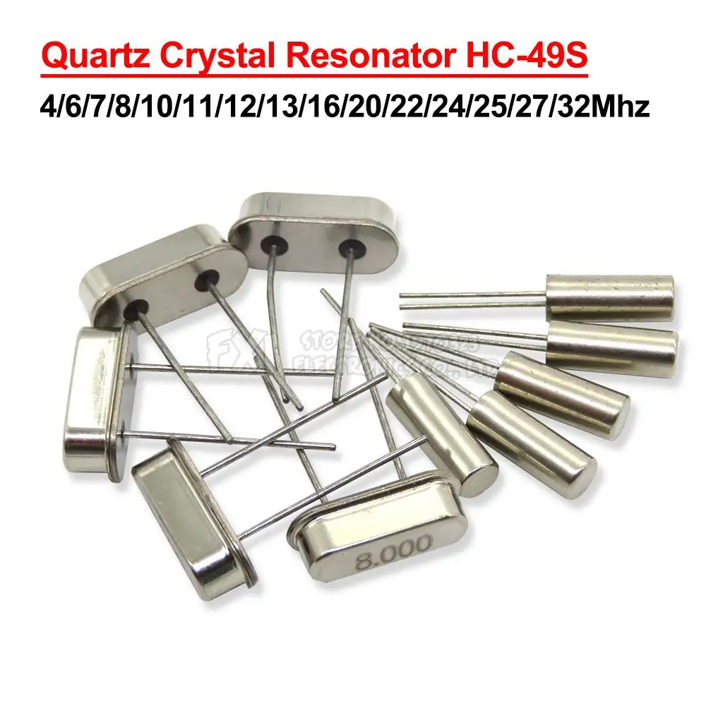 10PCS 4Mhz 6Mhz 8Mhz 12Mhz 16Mhz 20Mhz 24Mhz  32.768K 2*6  32.768K 3*8  Quartz Crystal Resonator Passive Oscillator HC 49S