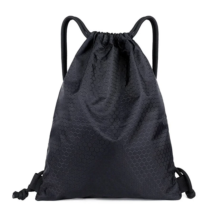 1PC Large Capacity Nylon Waterproof Zipper Drawstring Backpack Outdoor Sport Fitness Storage Bag Thick Rope Polyester Ball Bag