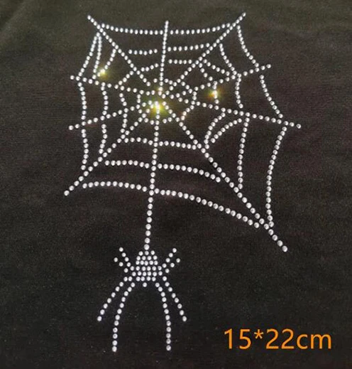 6pcs/lot(15x22cm)Spider Pattern Rhinestone Motif HotFix Rhinestone for Garment Iron on Heat Transfer Sewing Accessories(JA-1088)