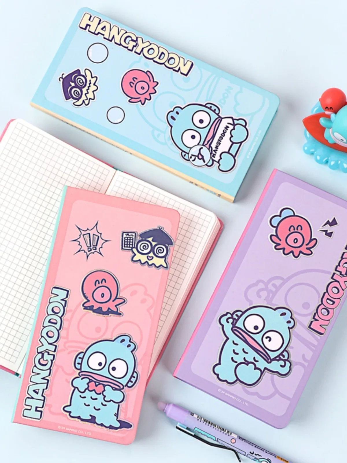 Kinbor Weeks Plan Small Notebook Kawaii Cartoon Pocket Book Grid Page Record Journals 2024 Self filled Schedule Stationery Paper