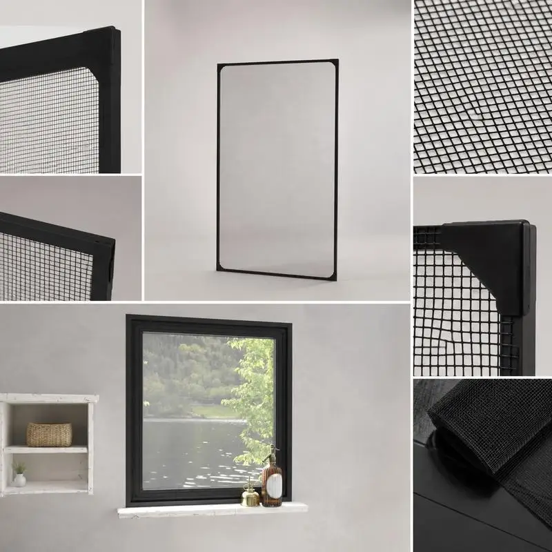 Moustiquaire magnétique pour fenêtre anthracite 120x140cm, maille fibre de verre anti-UV, sans perçage, adhésif fourni, coupe ajustable, bloque les moustiques et les insectes tout en laissant passer l'air frais, installation rapide et démontable.