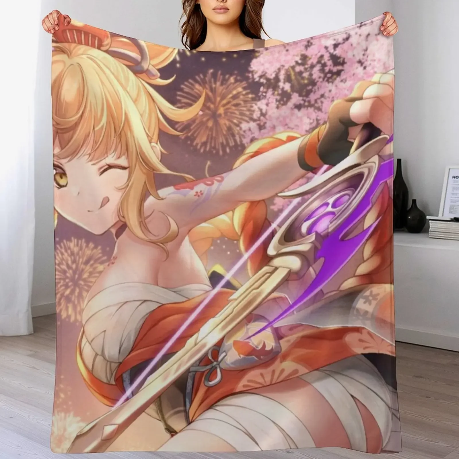 

Yoimiya Throw Blanket Flannels Custom funny gift for sofa Blankets