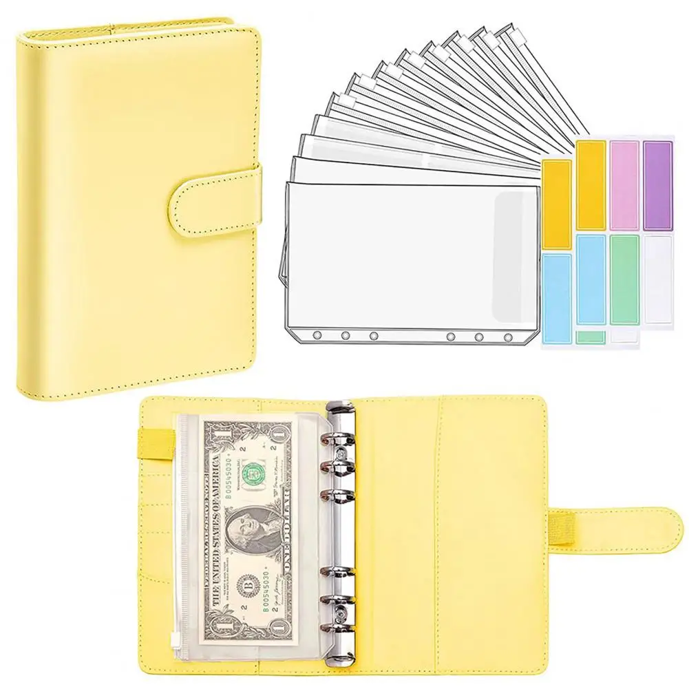 Office Supplies Faux Leather 1 Set Budgets Planner Transparent Pockets Waterproof Receipt Coupon Cash Envelope Binder Office Sup