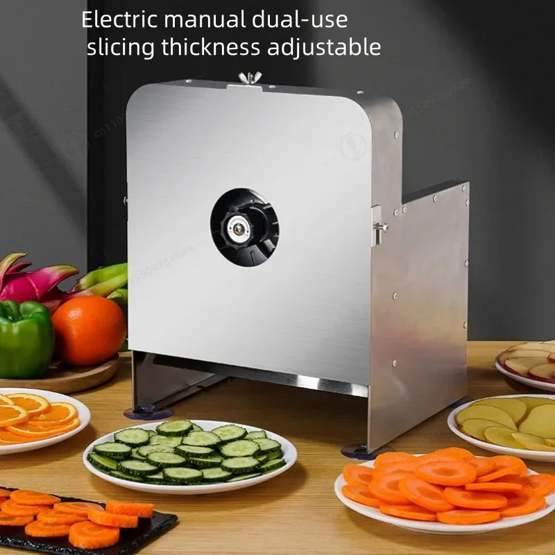 Commercial Vegetable and Fruit Multi-function Slicer Electric Automatic Lemon Potato Slicer Manual and Electric Dual Use
